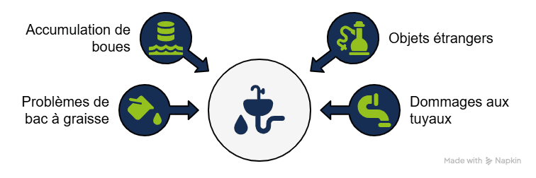 Schéma blocage fosse septique