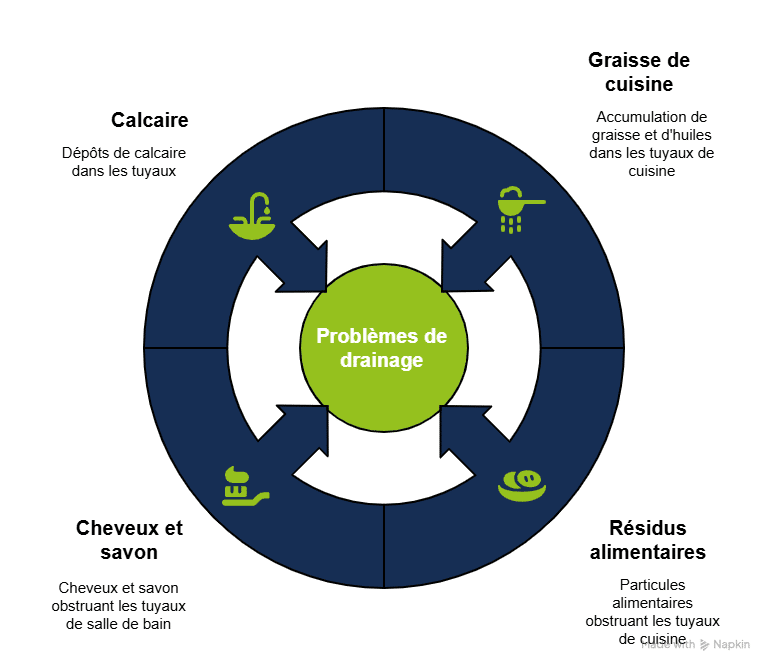 Schéma problèmes drainage